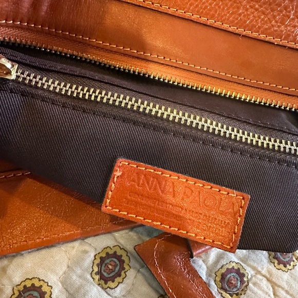 Anna Paola Made in Italy Large Orange Leather Tote Like New Condition - Picture 7 of 7